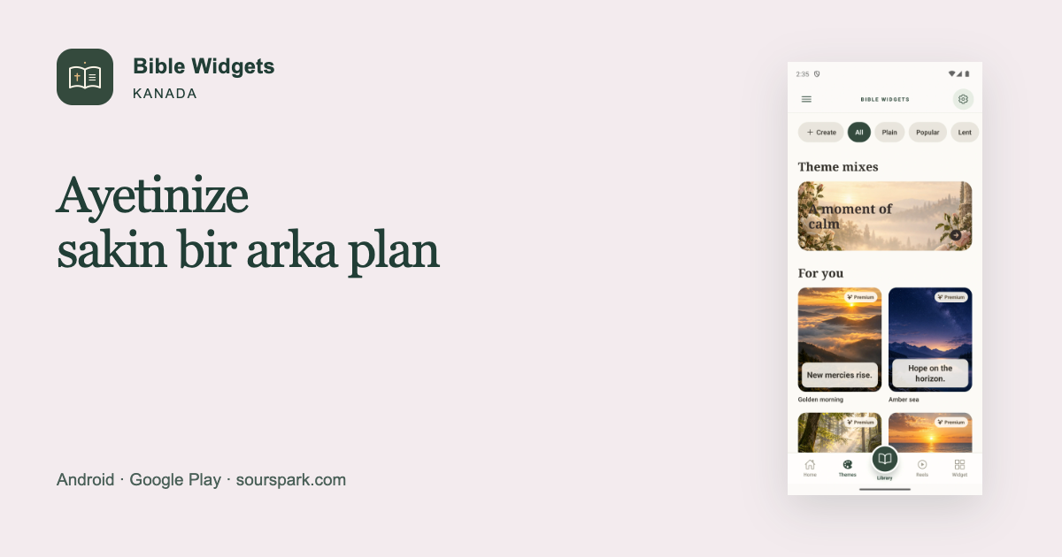 Kanada için Bible Widgets: ayetinize uygun bir arka plan