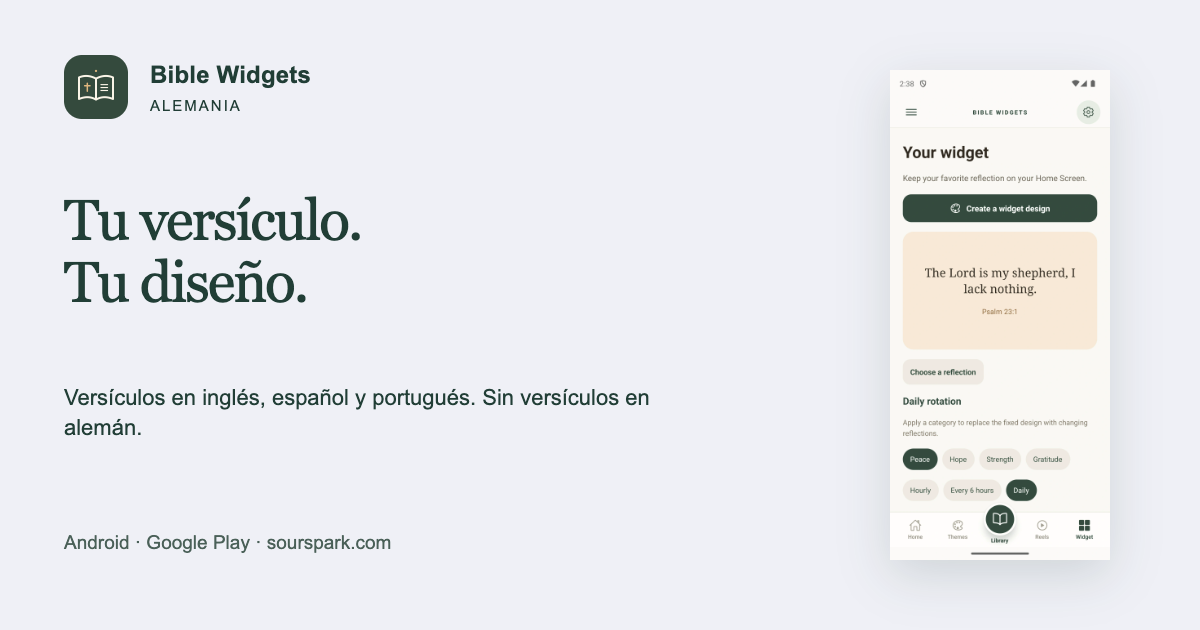 Bible Widgets en Alemania: menús e idiomas de versículos