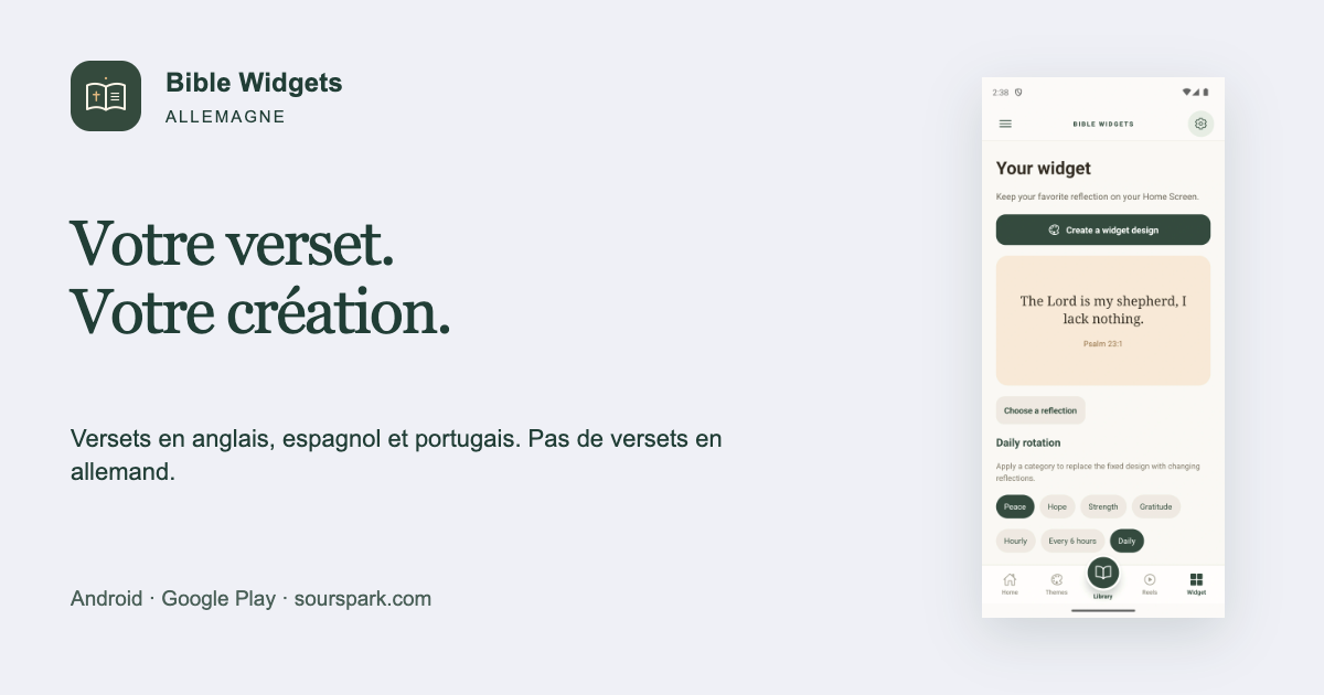 Bible Widgets en Allemagne : menus et langues des versets