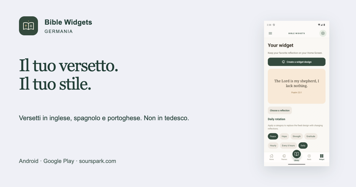 Bible Widgets in Germania: menu e lingue dei versetti