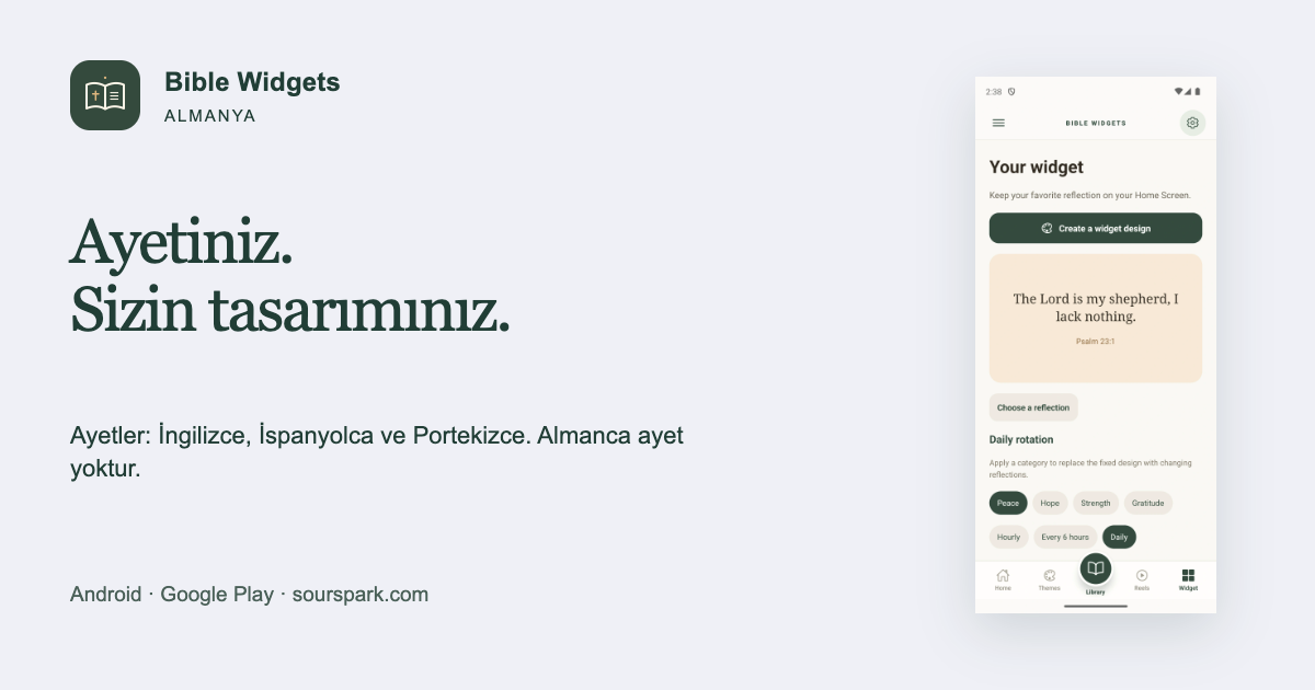 Almanya için Bible Widgets: menü ve ayet dili