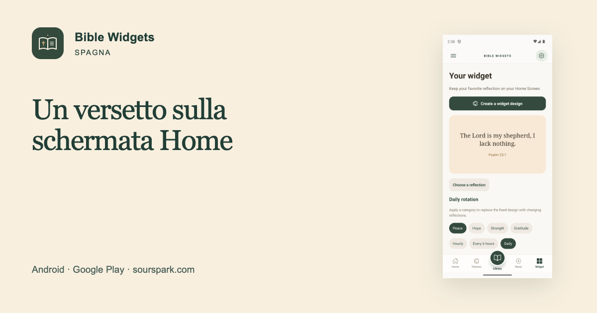 Bible Widgets in Spagna: versetti sulla schermata Home