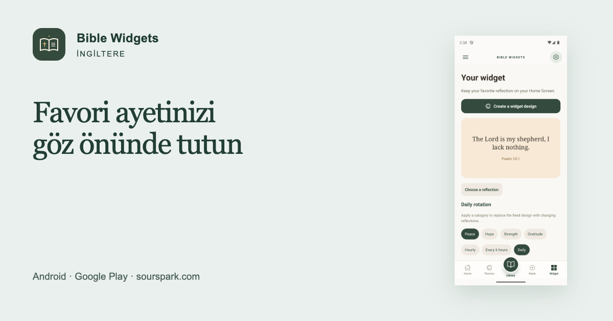 İngiltere için Bible Widgets: favori ayetinizi sabitleyin