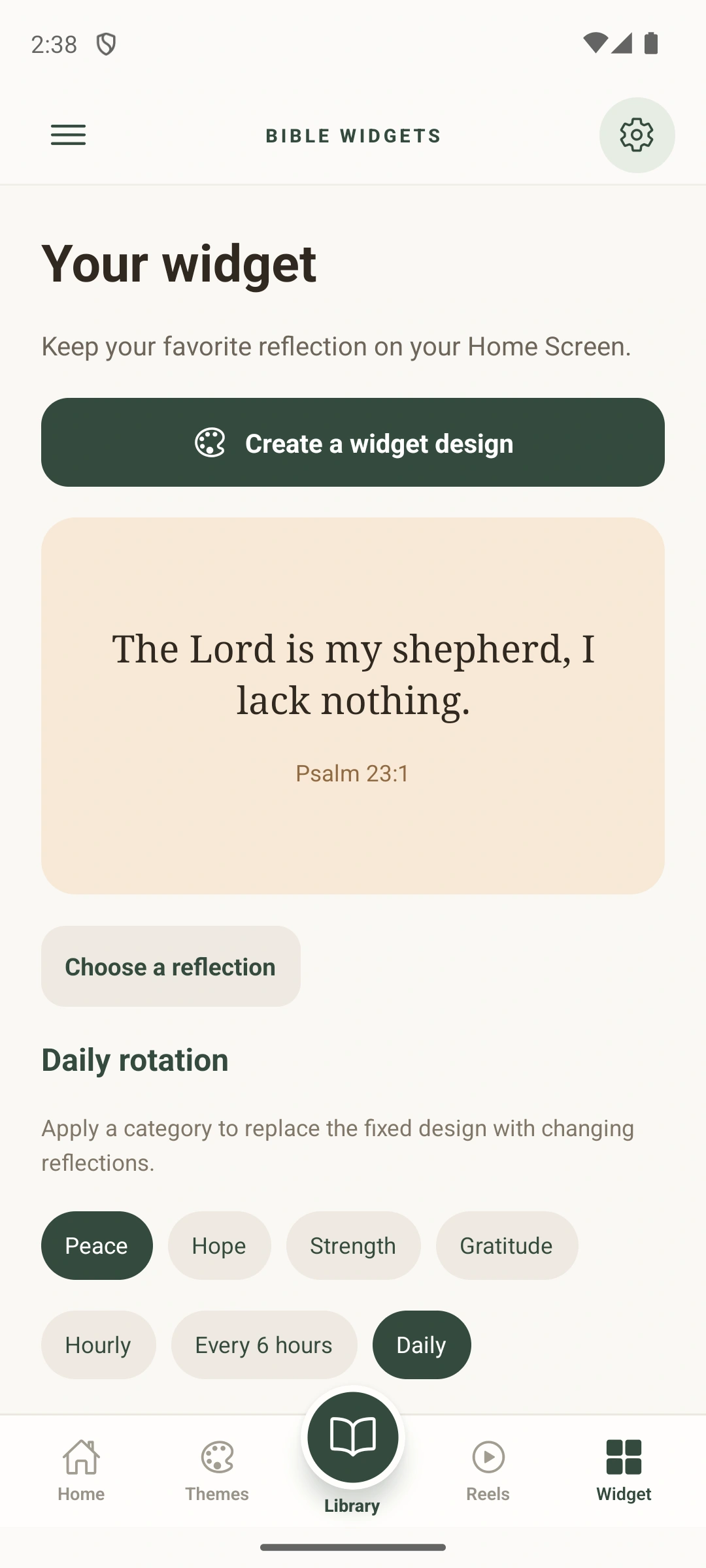 Bible Widgets logosu ve gerçek uygulama ekranı