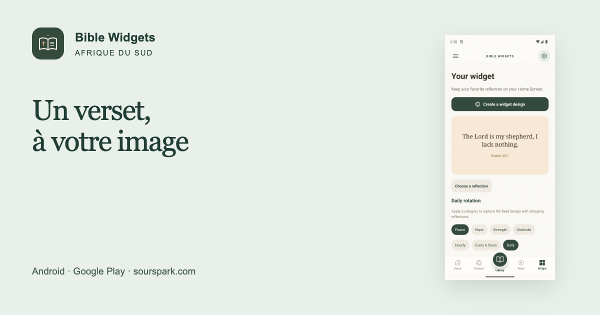 Bible Widgets en Afrique du Sud : un widget bien lisible