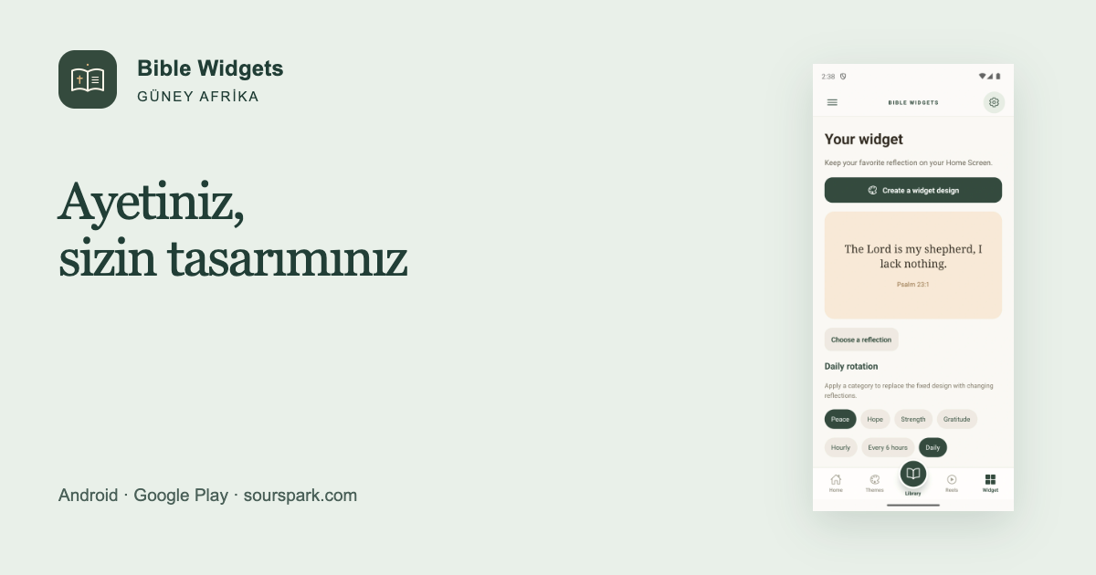 Güney Afrika için Bible Widgets: okunaklı ayet widget’ı