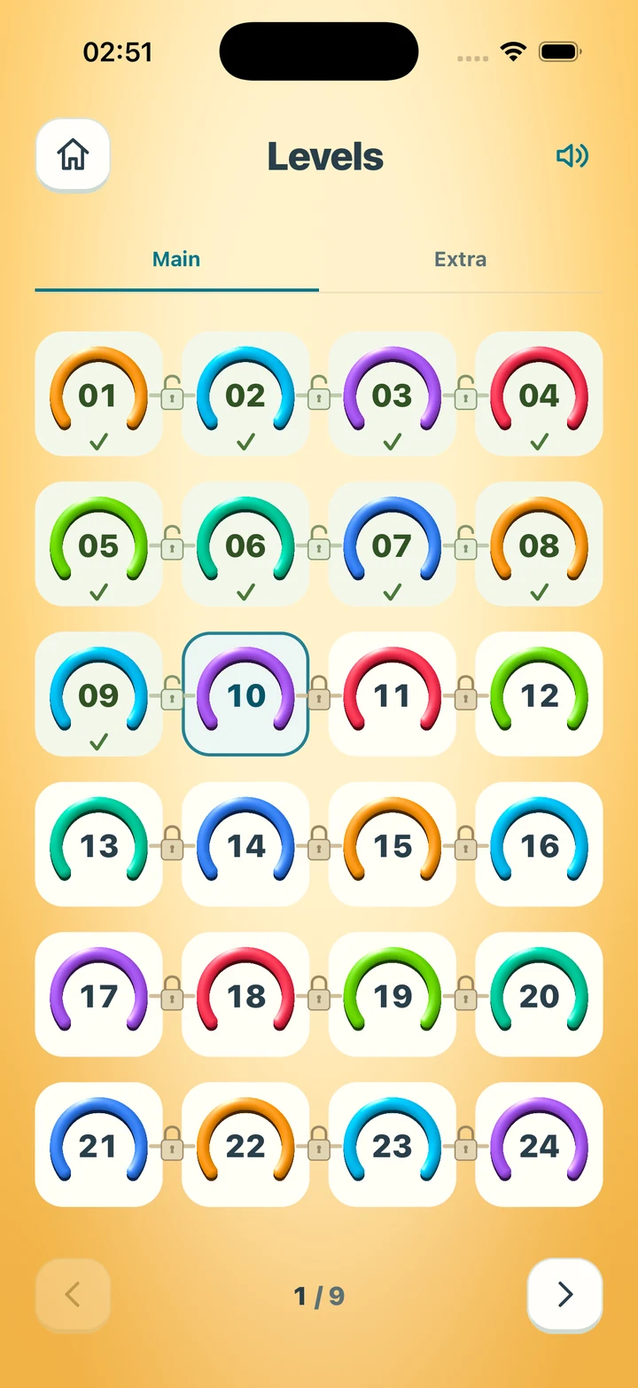 Level selection — Rotate Rings: Cosmic Puzzle
