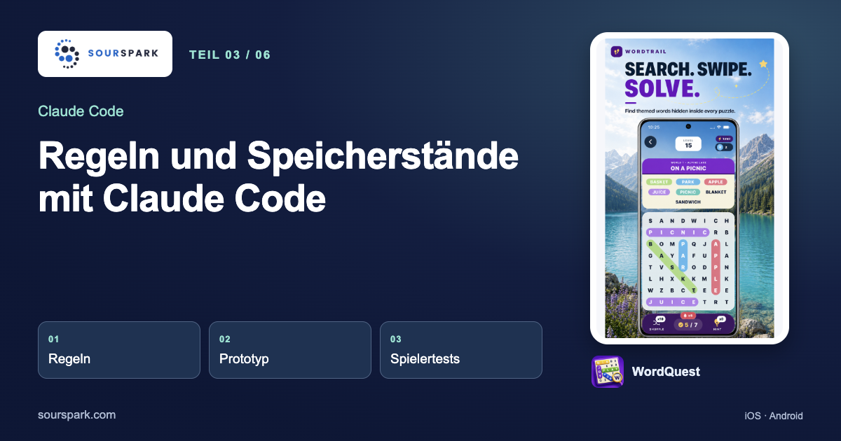 Spiellogik und Speicherstände mit Claude Code