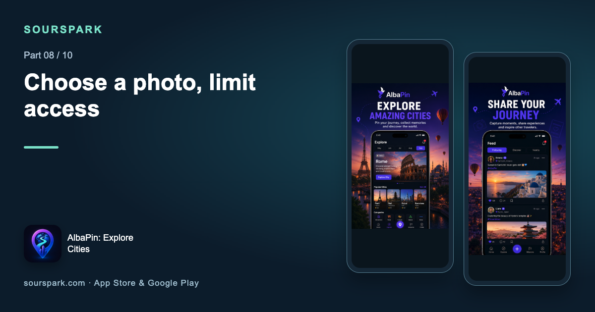 Does choosing one photo require gallery access? The AlbaPin case